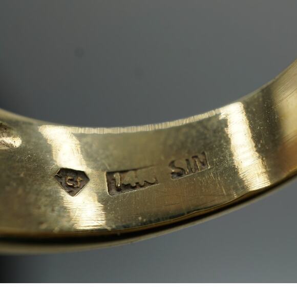 14K Yellow Gold Pearl & Diamond Band Ring Size 9.25 Vintage Estate - Picture 8 of 13